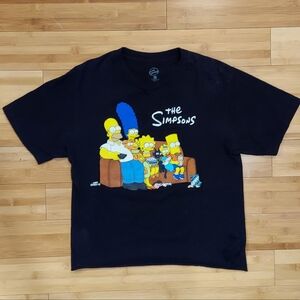 The Simpsons Black Graphic Crop Top T-Shirt Size Small
